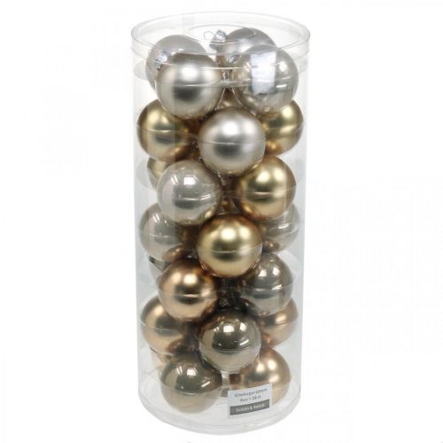 Weihnachtskugel Metallic und Creme Ø6cm H6,5cm Echtglas 24St