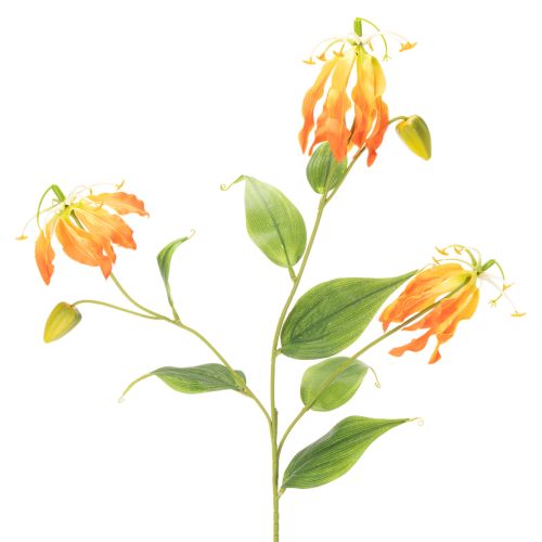 Kunstblume Gloriosa orange mit 3 Blüten pro Stiel 80 cm 3er Set