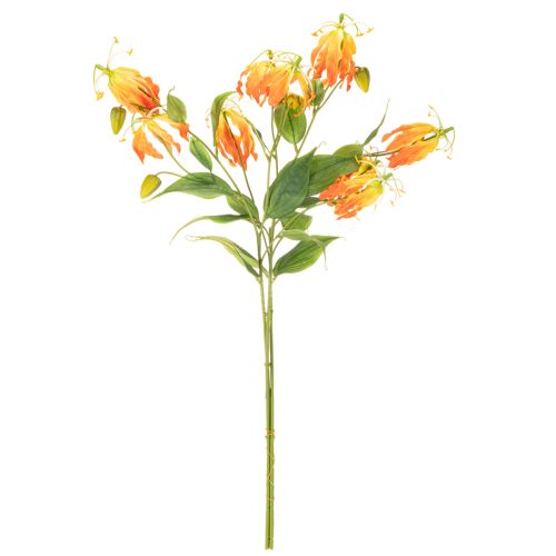 Kunstblume Gloriosa orange mit 3 Blüten pro Stiel 80 cm 3er Set | Floristik21.de