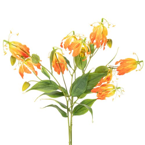 Kunstblume Gloriosa orange mit 3 Blüten pro Stiel 80 cm 3er Set | Floristik21.de