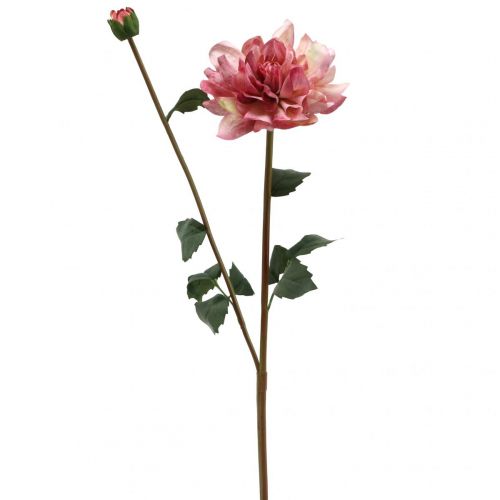 Floristik21 Kunstblume Dahlie Pink Blüte mit Knospe H57cm