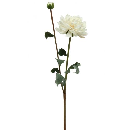 Floristik21 Kunstblume Dahlie Weiß Künstliche Blume mit Knospe H57cm