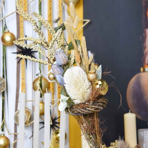 Kunstblume Banksia Weiß Creme Künstliche Exoten 64cm