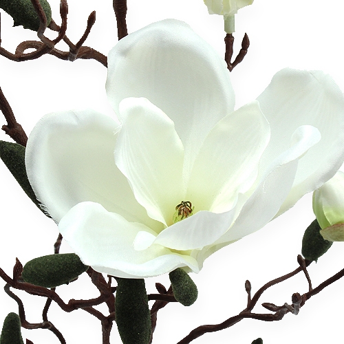 Großer künstlicher Magnolienzweig Creme 90cm Seidenblumen Kunstblume Magnolie