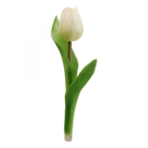 Floristik21 Kunstblume Tulpe Weiß Real Touch Frühlingsblume H21cm