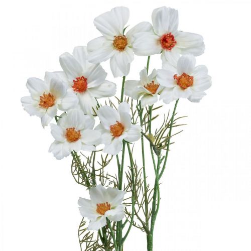 Floristik21 Kunstblumen Cosmea Weiß Seidenblumen H51cm 3St