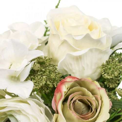 Floristik21 Kunstblumen Deko Strauß Rosen Ranunkeln Hortensien H23cm