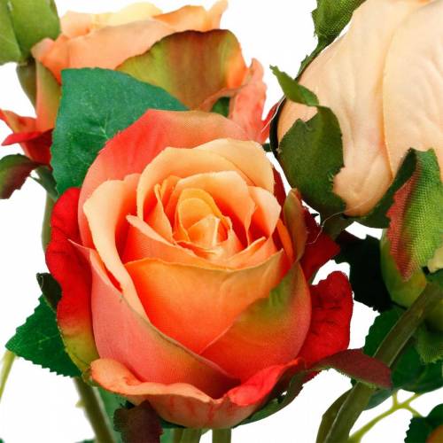 Artikel Kunstblumen, Rosenstrauß, Tischdeko, Seidenblumen, künstliche Rosen Gelb-Orange