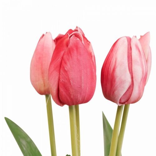 Artikel Kunstblumen Tulpe Rot, Frühlingsblume 48cm 5er-Bund