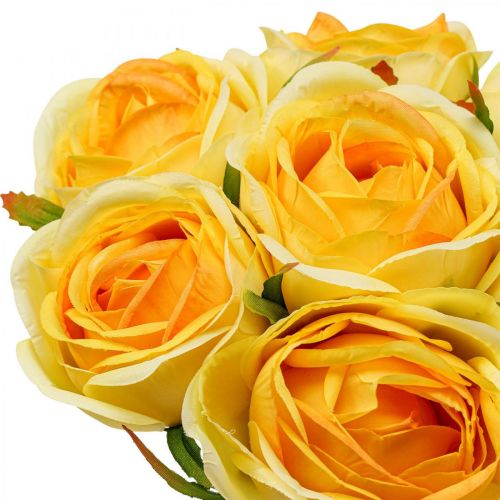 Floristik21 Kunstrosen Gelb Künstliche Rosen Seidenblumen 28cm 7St