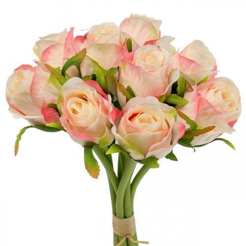 Kunstrosen Rosa Apricot Künstliche Rosen 28cm Bund 9 Stück