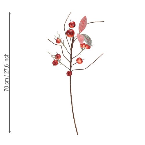 Kunstzweig Äpfel Rot 70cm Herbstdeko Weihnachtsdekoration