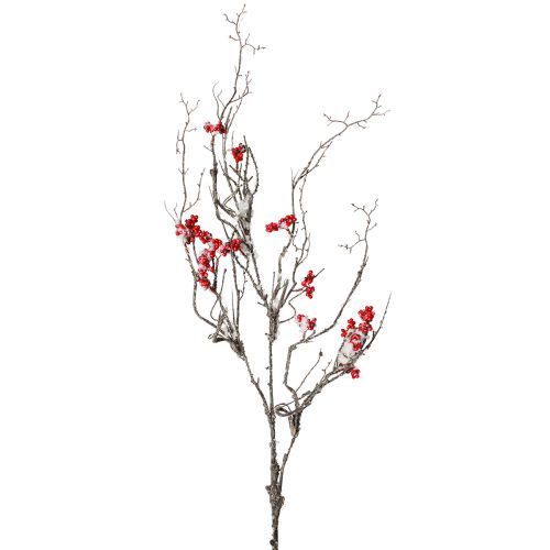 Kunstzweig verschneit mit roten Beeren 130cm – Weihnachtsdeko-Zweig