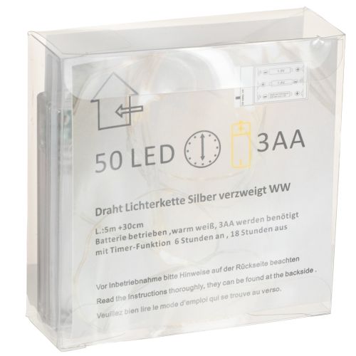 Artikel LED-Lichterkette mit 50 warmweißen LEDs für Batteriebetrieb – 5 m Kupferdraht für flexible Dekoration