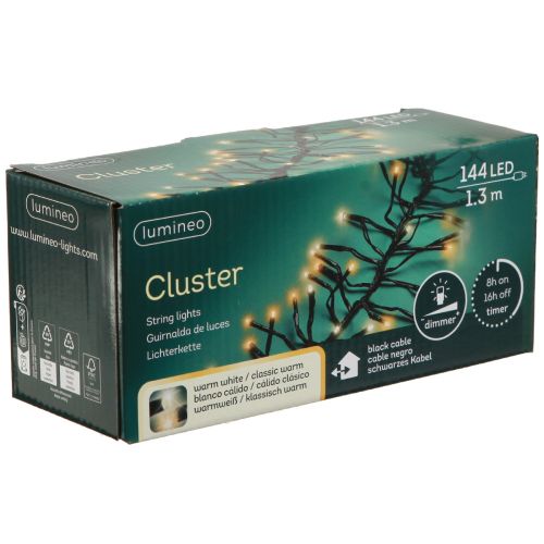Artikel LED Lichterkette Cluster Außen 144 LED warmweiß, wetterfest, energiesparend, Timer
