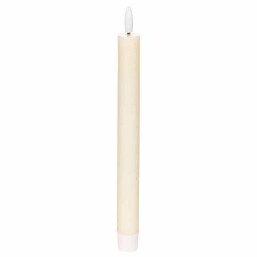 LED-Spitzkerzen aus Echtwachs, 24 cm, Cremeweiß, warmweißes Licht, 6h-Timer, 2 Stück