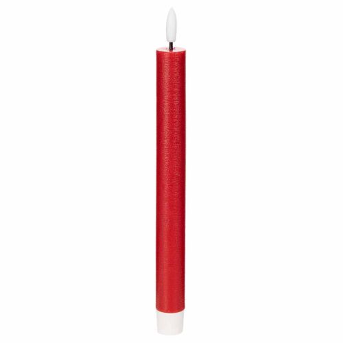 LED-Spitzkerzen aus Echtwachs, 24 cm, rot, warmweiß, 2 Stück