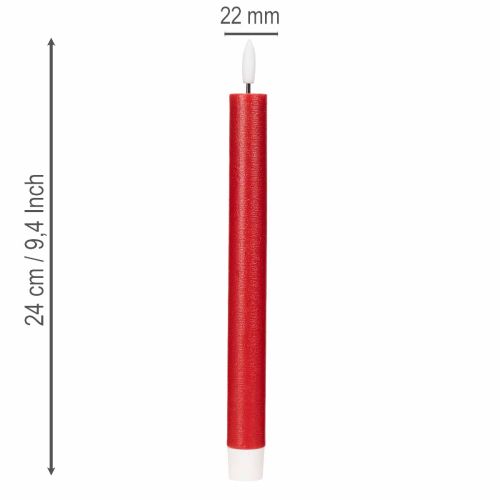 LED-Spitzkerzen aus Echtwachs, 24 cm, rot, warmweiß, 2 Stück | Floristik21.de