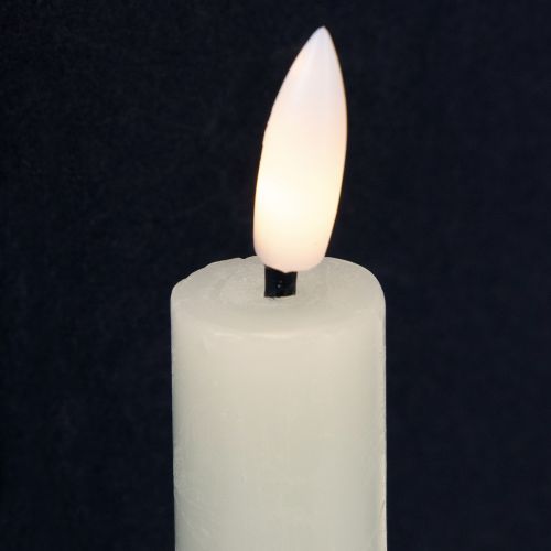 Artikel LED Stabkerzen Creme Warmweiß Echtwachs mit Timer H14,5cm 2er-Set