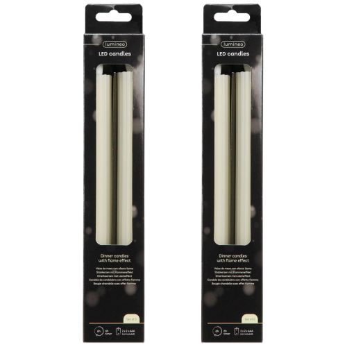 Artikel LED Stabkerzen Timer Rillenkerzen Creme 24,5cm 4er-Set Dekolicht