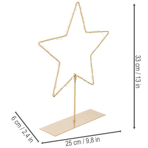 LED-Stern Tischdekoration Metall Gold 33 cm Batteriebetrieben Innenbereich | Floristik21.de