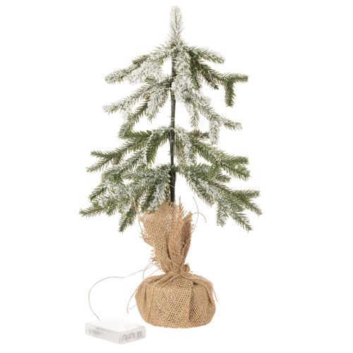 Kunstpflanze Tannenbaum 50cm beschneit LED Jutesack innen Batteriebetrieben | Floristik21.de