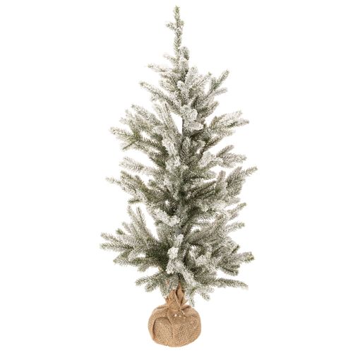 Künstlicher Tannenbaum beschneit mit 40 LED Lichtern und Jutesack, 85 cm
