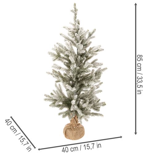 Künstlicher Tannenbaum beschneit mit 40 LED Lichtern und Jutesack, 85 cm | Floristik21.de
