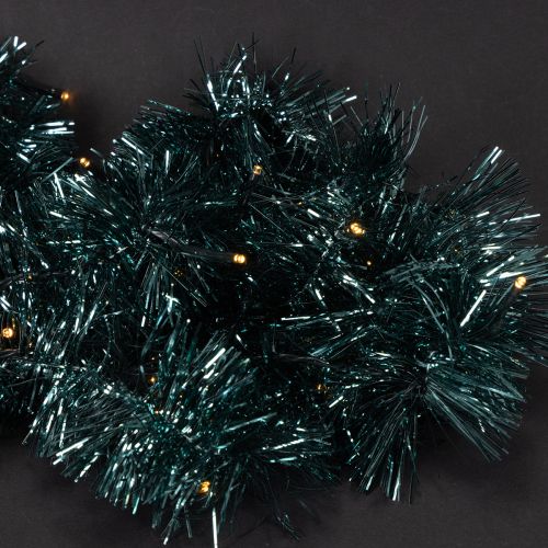 Lametta Weihnachtsgirlande 3m mit 60 LED und Timer, Smaragdgrün, Indoor und Outdoor | Floristik21.de