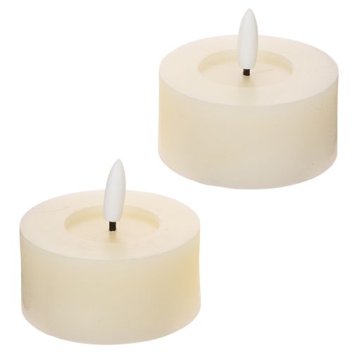 LED Teelicht Echtwachs Warmweiß Flackereffekt Timer 7 cm Ø 2er-Set