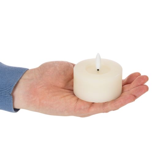 LED Teelicht Echtwachs Warmweiß Flackereffekt Timer 7 cm Ø 2er-Set | Floristik21.de