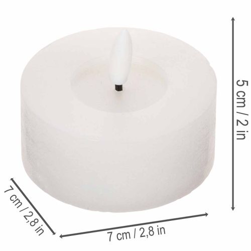 LED-Teelichter aus Echtwachs, 7 cm Durchmesser x 6 cm, Weiß, warmweiß, 2 Stück mit 6-Stunden-Timer | Floristik21.de