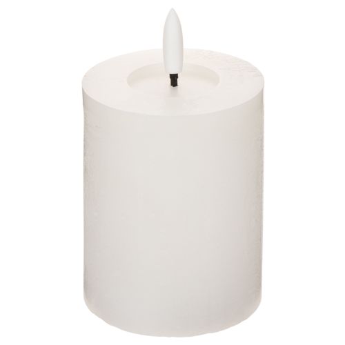 LED Stumpenkerze flackernd mit Timer Ø7cm H12cm Weiß Kunststoff