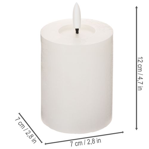 LED Stumpenkerze flackernd mit Timer Ø7cm H12cm Weiß Kunststoff | Floristik21.de