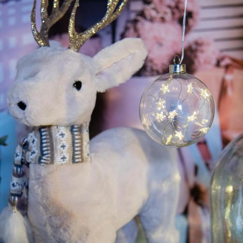 Floristik21 LED Weihnachtskugeln Glas Lichterkette Sterne Ø10cm 2St