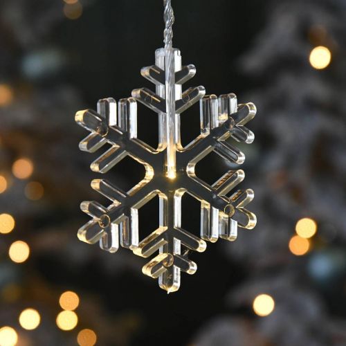 Floristik21 LED Fensterdeko Weihnachten Schneeflocken Warmweiß Für Batterie 105cm