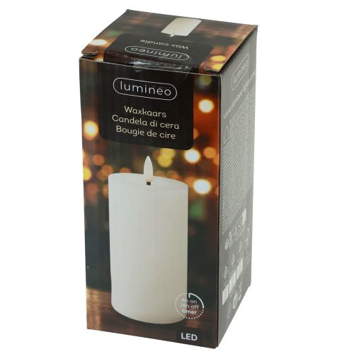 Floristik21 LED Kerze Timer Echtwachs Weiß Rustik Optik Ø7cm H15cm