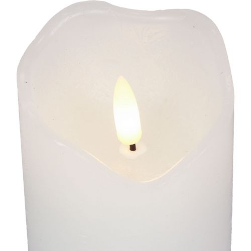 Floristik21 LED Kerze mit Timer Echtwachs Stumpenkerze Ø7cm H9cm