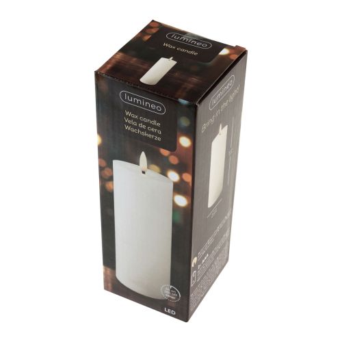 Floristik21 LED Kerze mit Timer Echtwachskerze Bewegliche Flamme 19cm