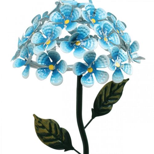 Floristik21 LED-Chrysantheme, Leuchtdeko für den Garten, Metalldeko Blau L55cm Ø15cm
