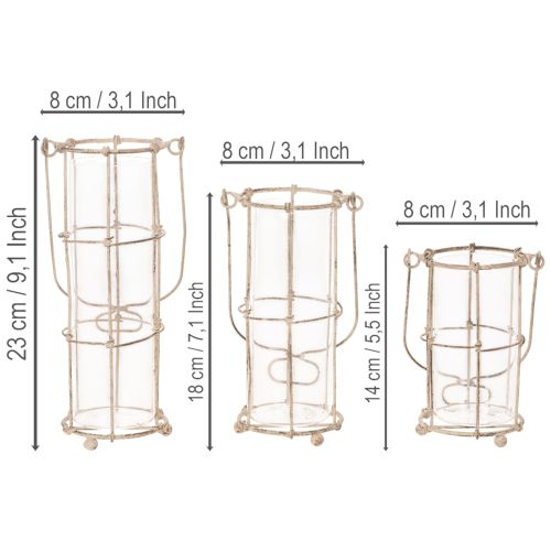 Laterne Garten, Metall Windlicht Ø8,5cm H23/18,5/14,5cm 3er-Set | Floristik21.de