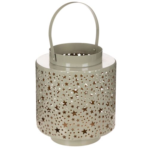 Metalllaterne mit Sternenmuster, Grün, 31 cm, mit Henkel, Innenbereich