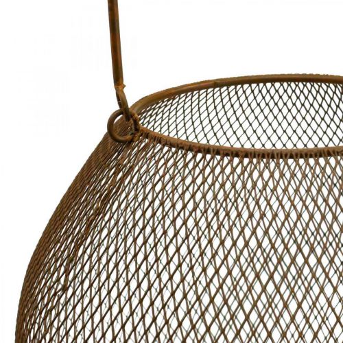 Deko Laterne mit Henkel Metall Rost Optik Ø26cm H22cm