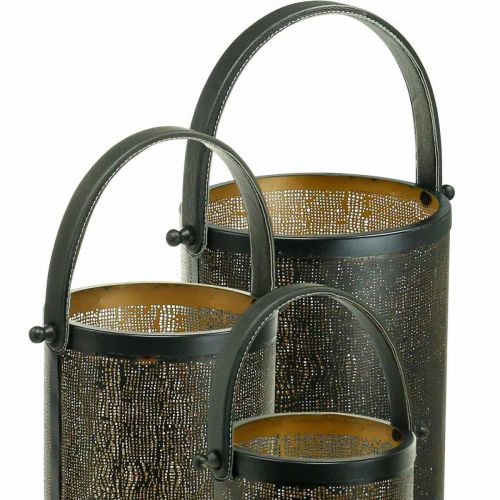 Artikel Deko Laternen, Laterne Metall Lochmuster H35,5/31/25cm 3er-Set