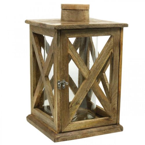 Floristik21 Laterne Holz groß mit Glas Windlicht Antik Look 25×25×41cm