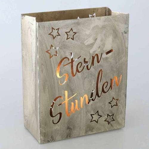 Artikel Deko-Laterne „Sternstunden“ Eckig Silbern Metall 20,5×10cm H26cm