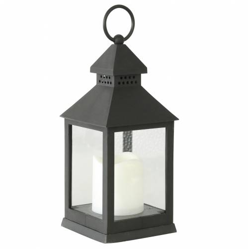 Laterne mit LED-Kerze Schwarz 10,5×24cm