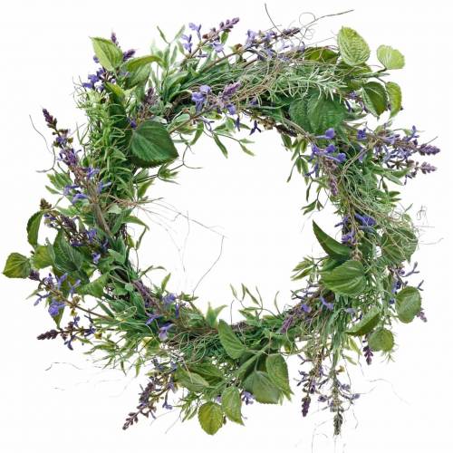 Mediterraner Lavendelkranz Ø50cm, Künstlicher Blumenkranz mit Lavendel und Rosmarin