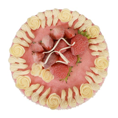 Floristik21 Lebensmittelattrappe, künstliche Torte Erdbeer-Sahne Ø23cm H9,5cm