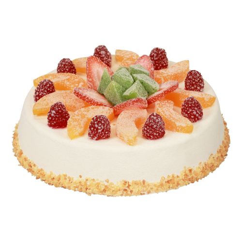 Floristik21 Lebensmittelattrappe, künstliche Torte mit Früchten Ø23cm H8,5cm